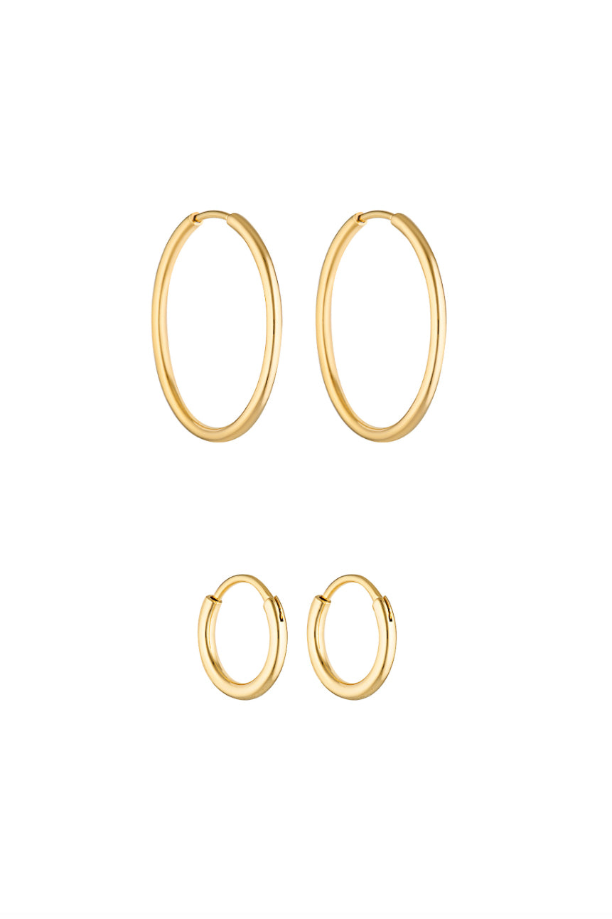 90'S HOOPS 20MM 30MM - GOLD SET